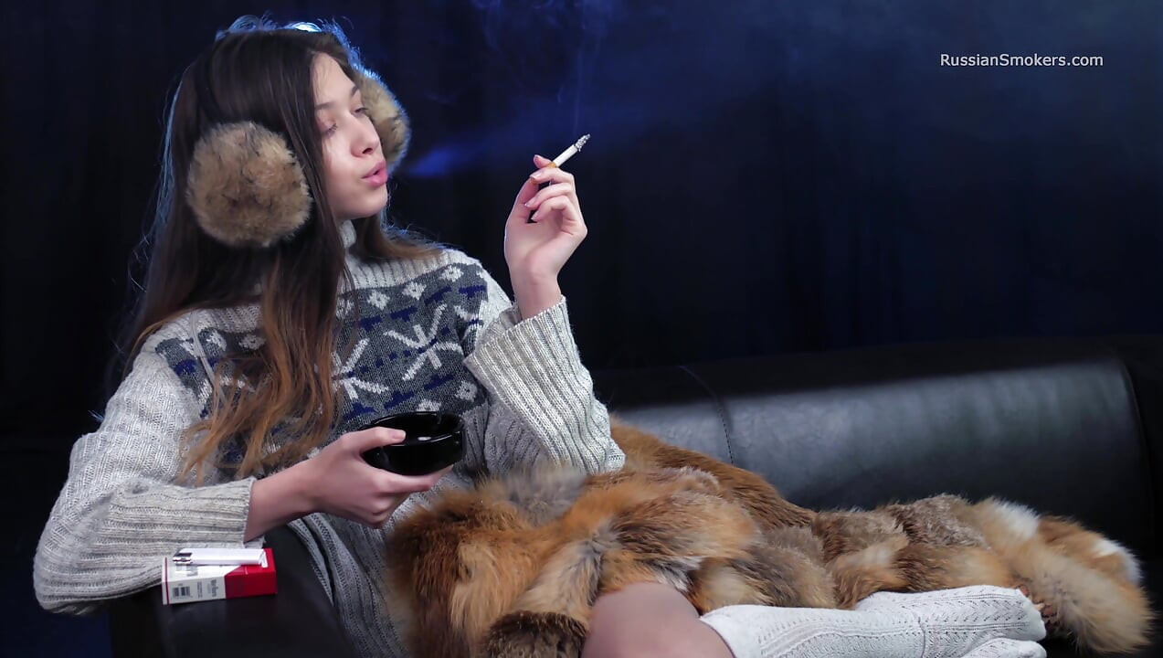 Seductive Russian Dream Smoking Cigarette Outdoor Escape