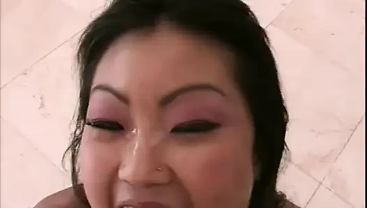 Sexy Asian Slut in Kinky Red Stockings Sucks Big Dick Then Takes It in Her Ass