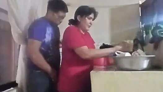 Fucking the Maid in the Kitchen When My Wife Is in the Living Room
