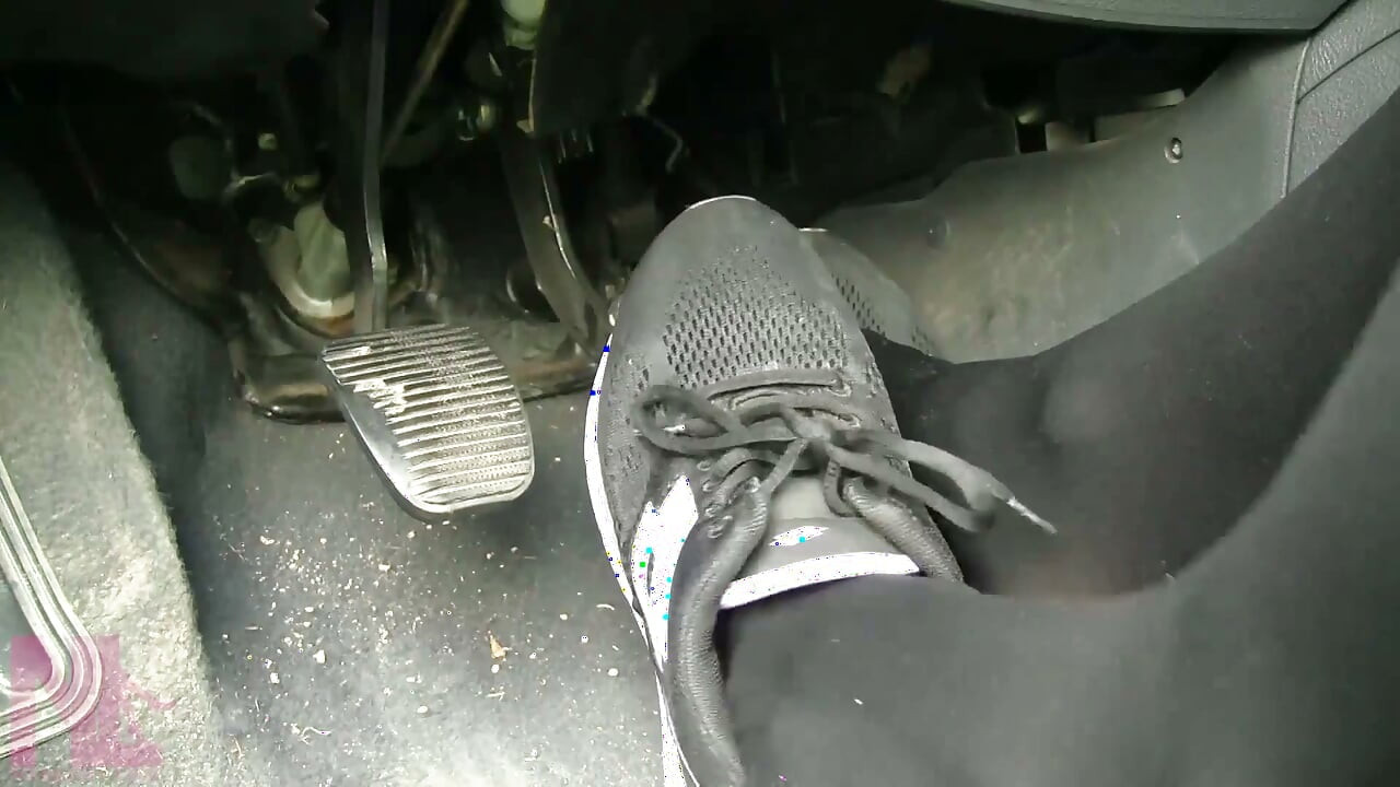 Sensual Pedal Pumping in Black Sneakers