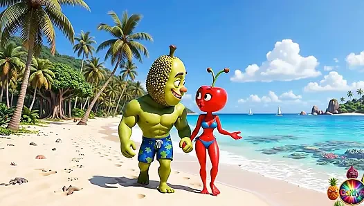 Episode 4 - gadis imut nenas dan pria avokado yang manis berbagi momen tropis hentai AI