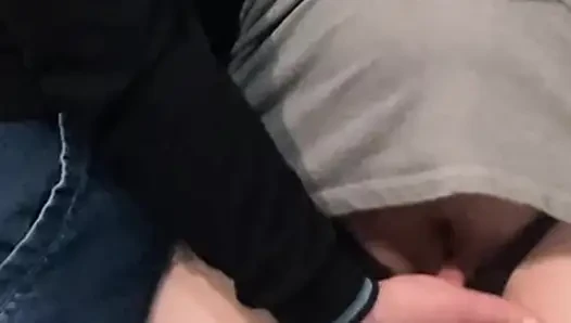 Hairy Pussy Fingered in Crowded Subway
