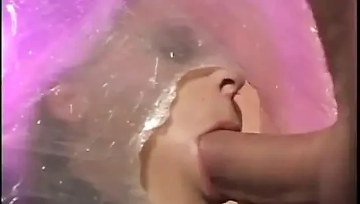 Nice cute blonde chick blows dick and gets lots of white cream in mouth