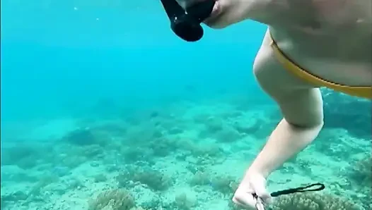 Snorkel snorkel: bikini ketat, topeng selam & teaser fin bawah air