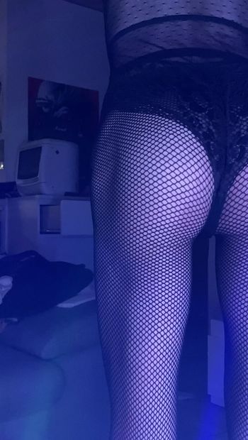 Young sissy (18+) in pantyhose shows off her gorgeous cock and small ass
