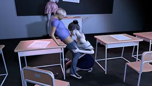 3 boyutlu büyük memeli üniversiteli Asyalı bebek büyük kısa yarakla sikiliyor