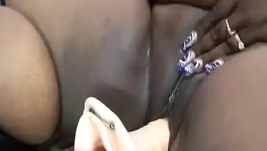 Giant black lesbians pussy dildo penetrated