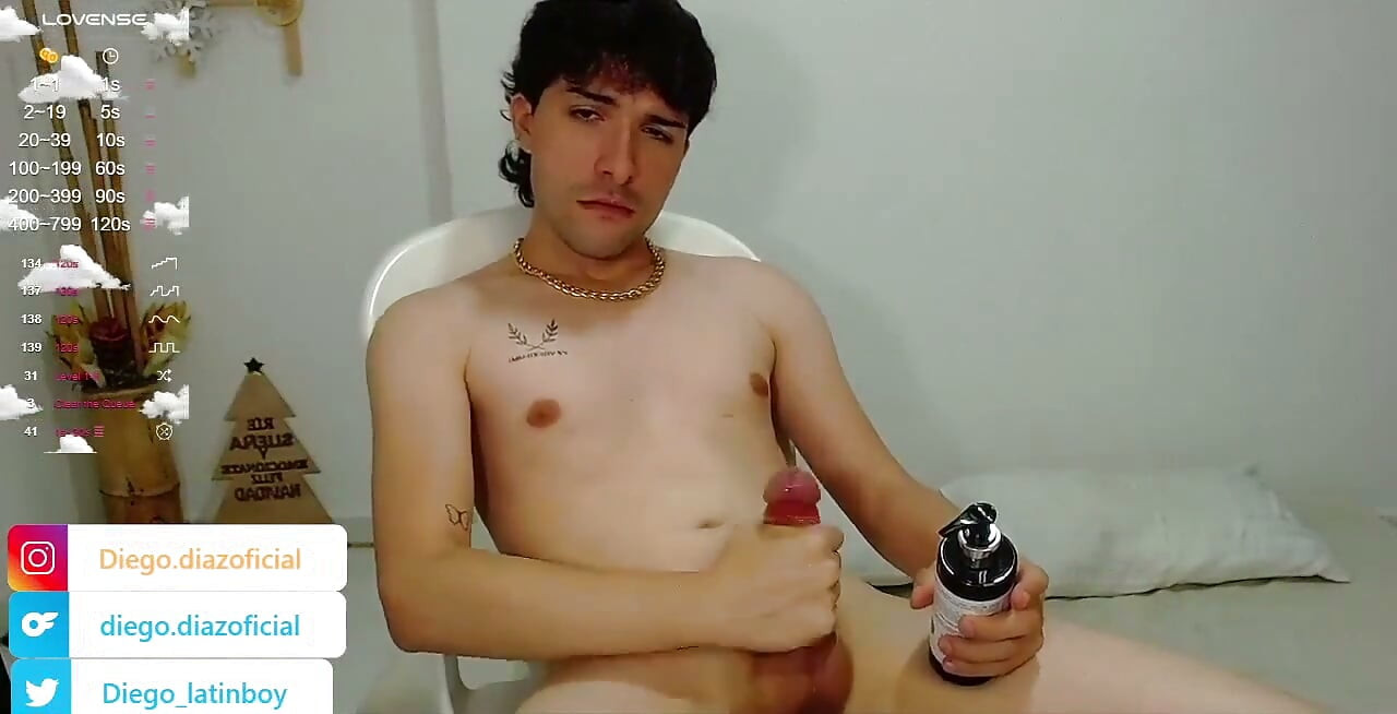 Slim Young Colombian Man From Bucaramanga Strokes His Huge Cock Until He Gets Cum on His Face