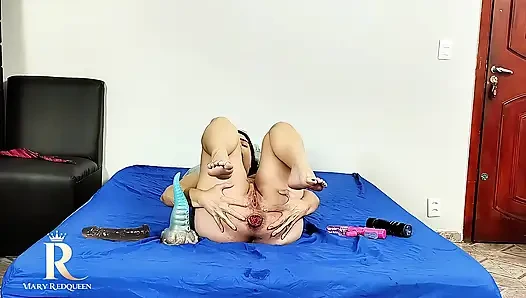 Solo-aufnahme mit DP Toy analprolaps zum ersten mal und analer orgasmus