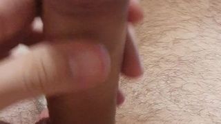 Masturbating my uncut cock