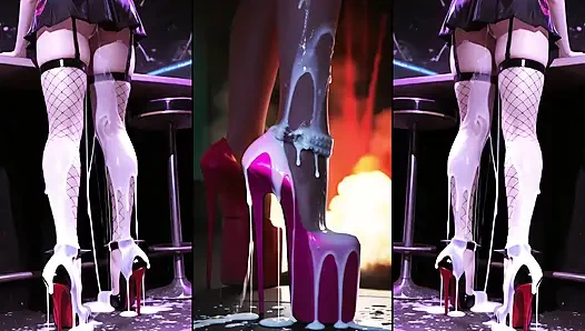 Ultra-high heels voller sperma
