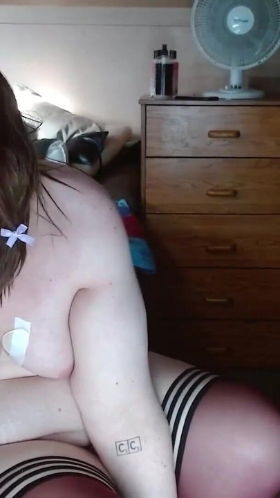 fat titty sissy does a quick fuck and suck in chastity cage | Clip 2