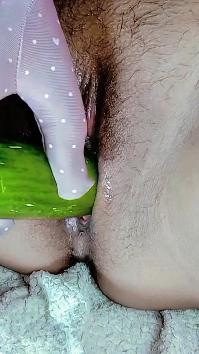 Bella Khalifa Inserts 8 Inches Long Cucumber In Her Meaty Hungry Pussy To Feed For Orgasm | Clip 1
