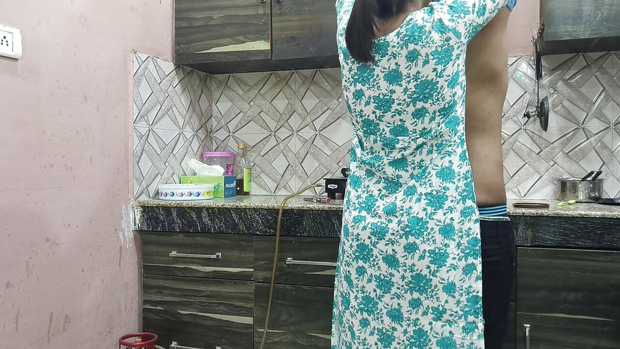 Beautiful Indian Step Mom Pussy and Ass Fucked Hard by Step Son While He Is in Kitchen to Seducing