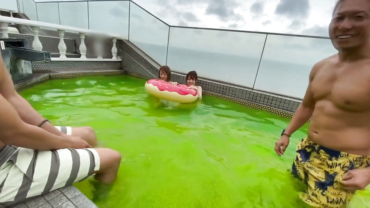 Sly and Cute F-cup Swimsuit Gal and Soaking Wet Sex