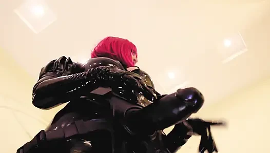 Strapon fetish latex.Mistress Eva Latex solo milf pink hair