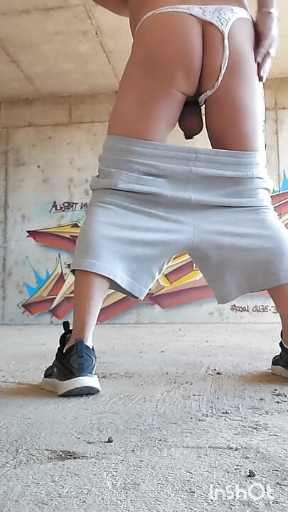 In a Thong Fingering Me Outdoors