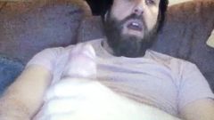 Bearded straight daddy bear edging huge thick cock