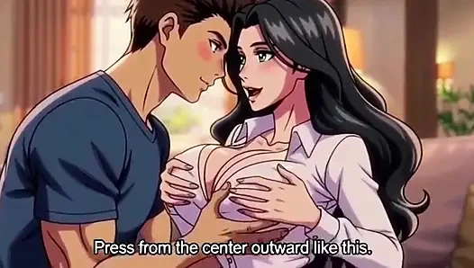 Stiefmutter bringt seinem stiefsohn bei, wie man große natürliche titten 3D Anime verführt