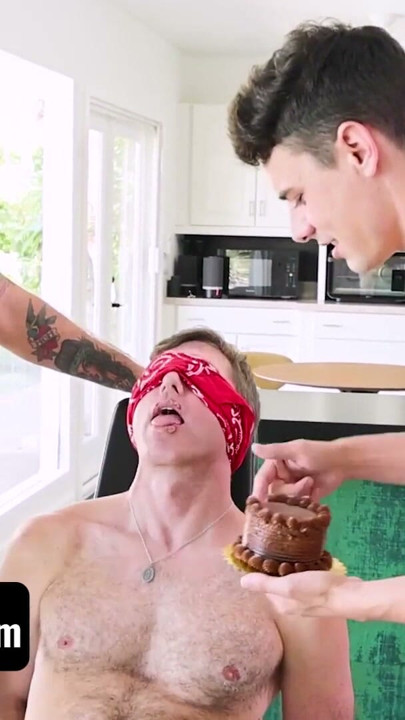 FamilyDick - Tied and Blindfolded Ryan St Michael Gets Surprise Threesome With Boyfriend And Stepson | Clip 1