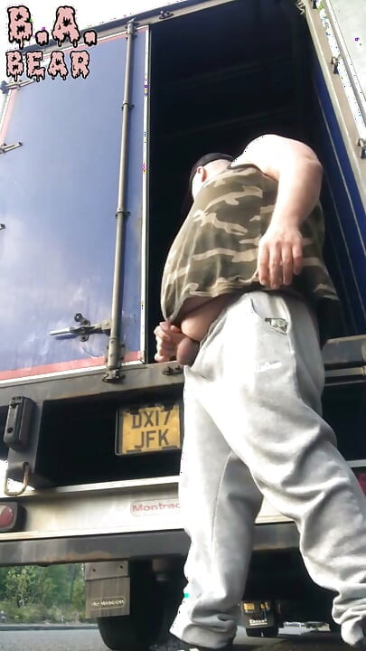 Fat Truck Driver Outdoor Wank