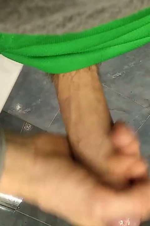 Thin Guy Comes Back From Running and Unloads the Cum From His Dick in the Bathroom