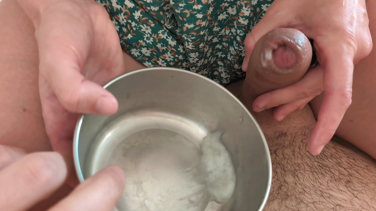Wife Ballbusts Husband With A Hammer Then Rides Him And Collects Cum on Plate