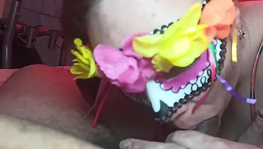 Delicious morning blowjob with a rich cumshot on her big tits