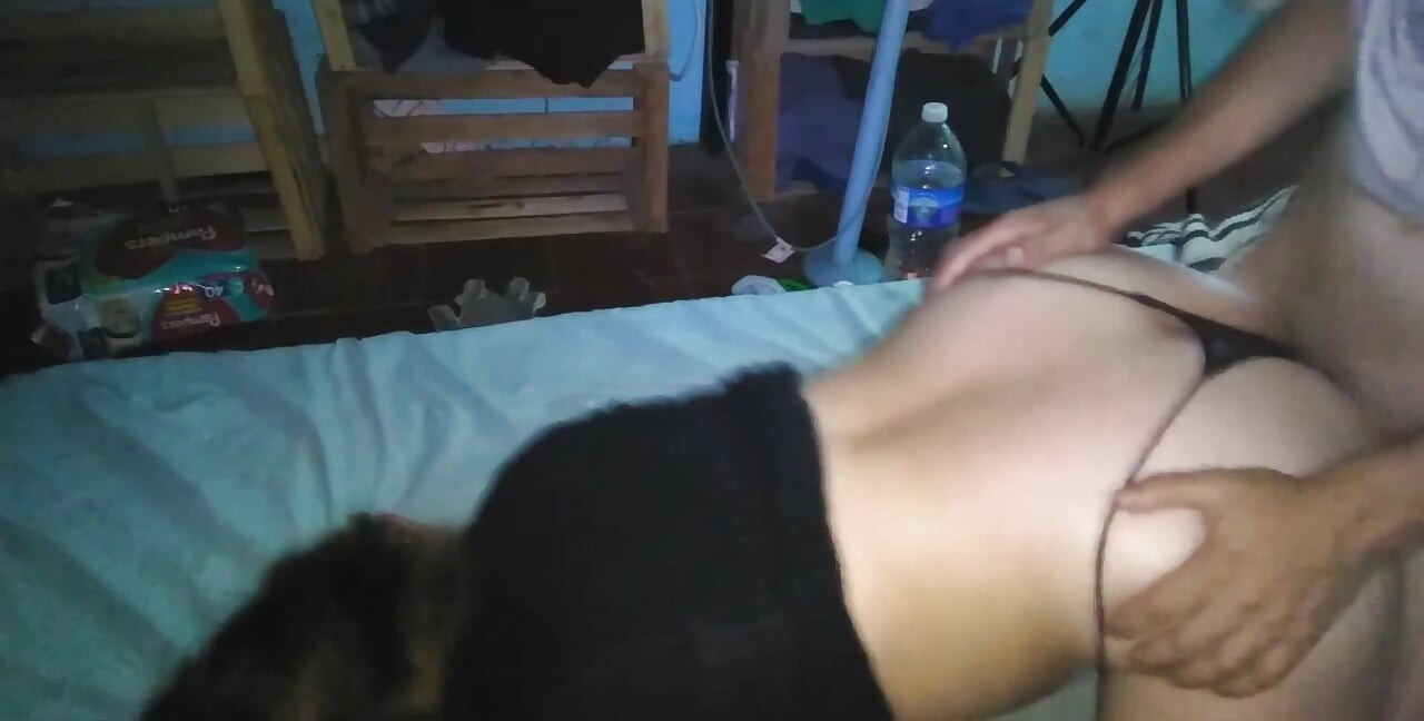 I Fuck Her Doggystyle in a Thong and Black Dress with Her Beautiful Bun