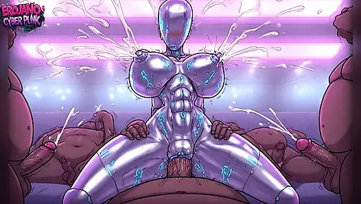 Cyberpunk Busty Babes Riding Fat Guys - Neon Sweat & Big Tits