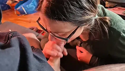 First Blowjob Video for Her - Homemade Handheld Cam