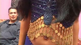 Hot ass Indian chick sucks and fucks two fat cocks