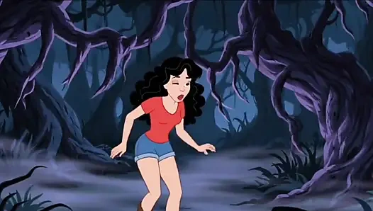 Studentin genießt sex in einem camp. Cartoon-horror-parodie