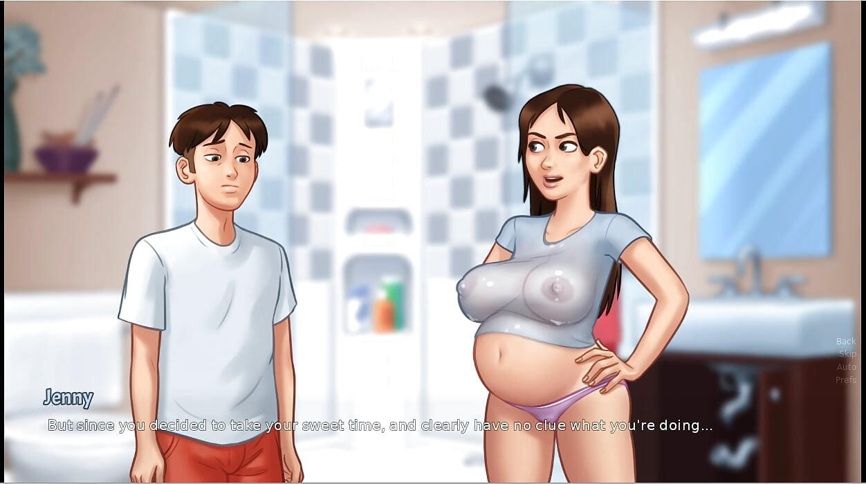 Summertime saga - gameplay - nhập vai - thiếu niên mang thai áo ướt át và buổi chụp hình của thiếu niên