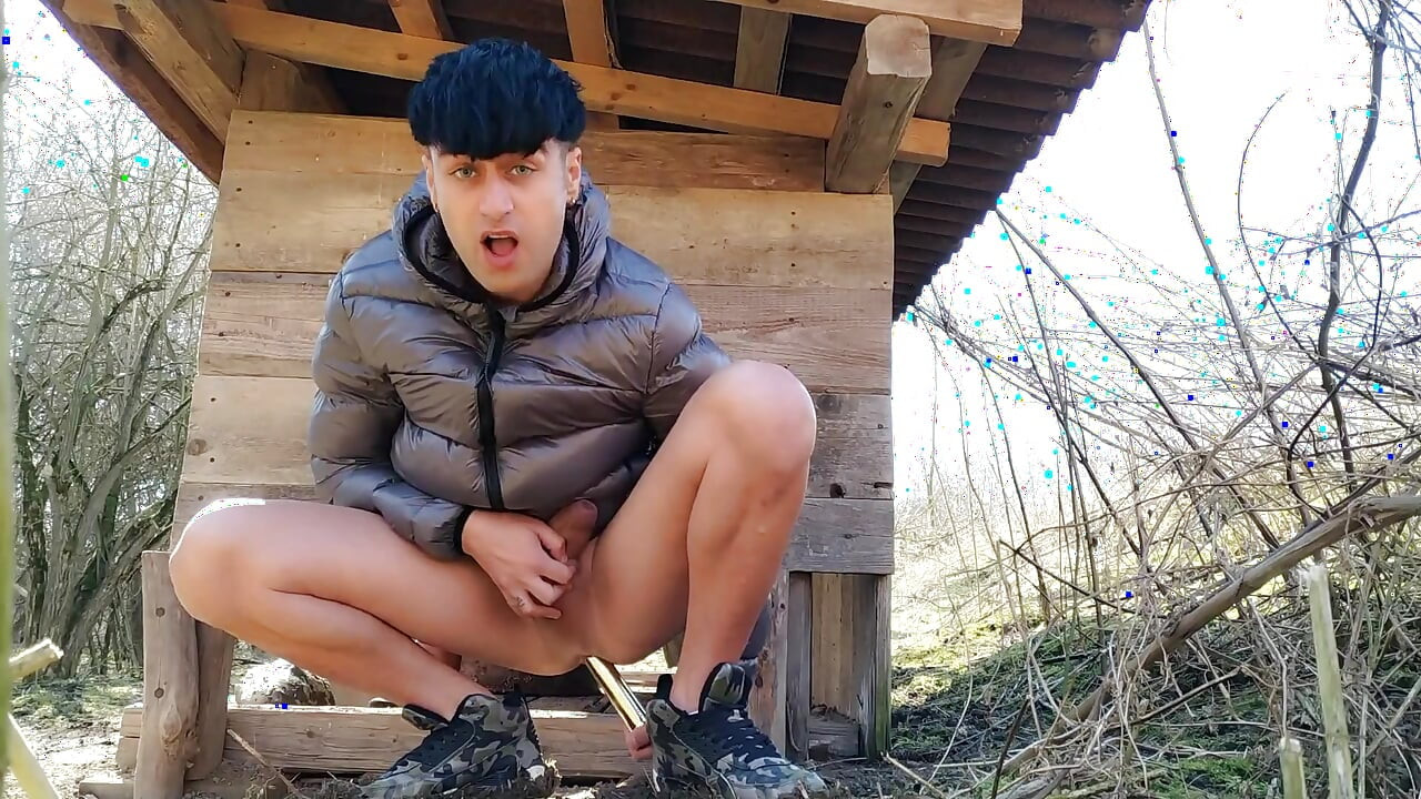 Fucking with Dildo in the Squat and Moaning in the Garden