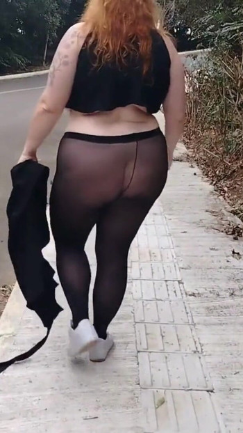 Jaw-dropping moment from "My stepmother in transparent pants without panties showing off on the street."