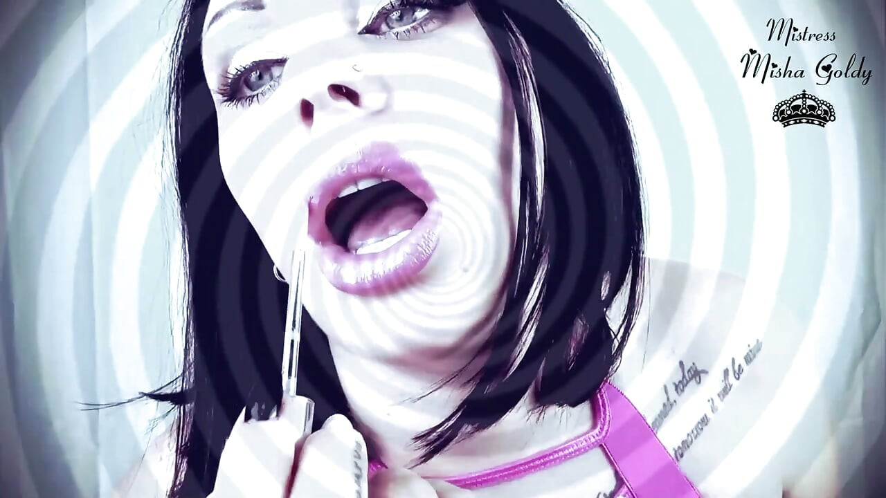 Glossy pink lips and big tits mesmerize with joi and cum countdown