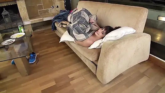 Sofa, blanket and sex with horny Lucia Nieto