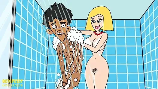 Stepmom Takes a Shower and Helps Stepson Empty His Balls of Sperm