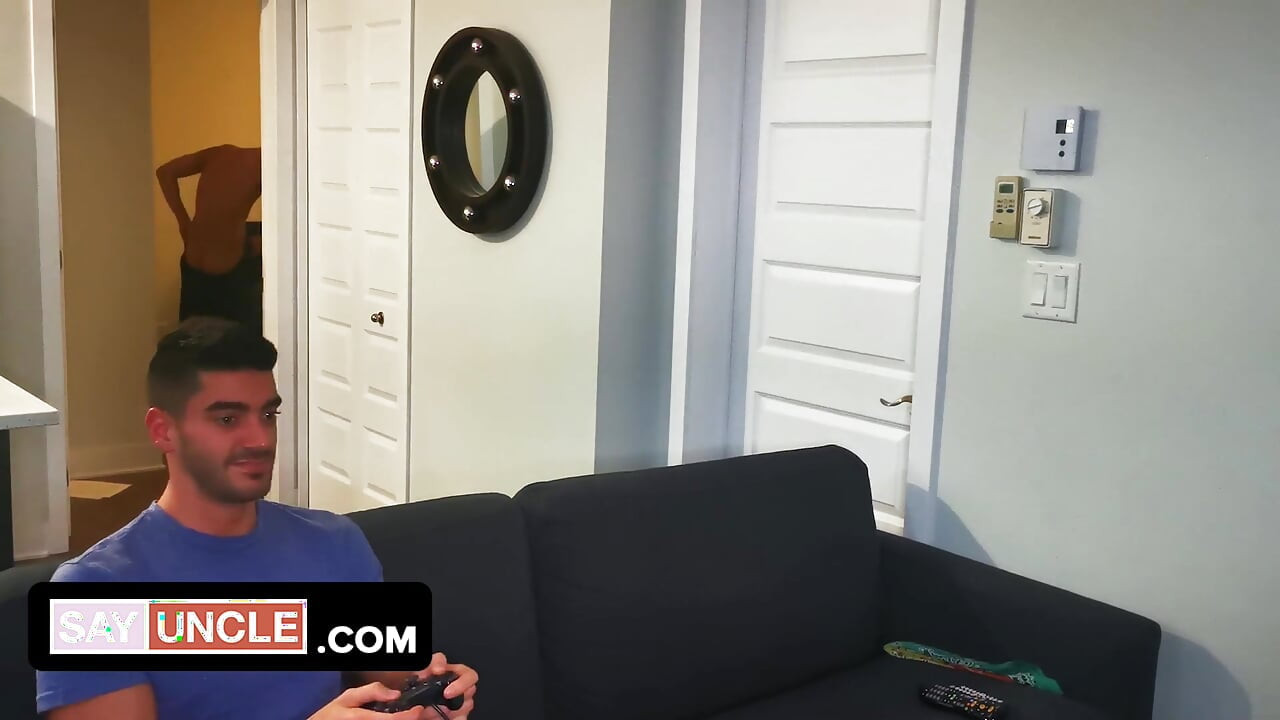 Lovely teen Alex Montenegro gets blindfolded and gets a surprise dick in his mouth