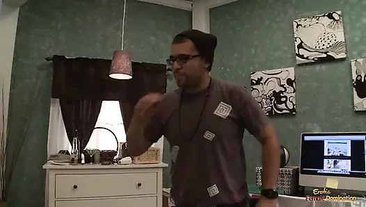 Because the cuckold ignored the brunette and her needs he must watch her get railed