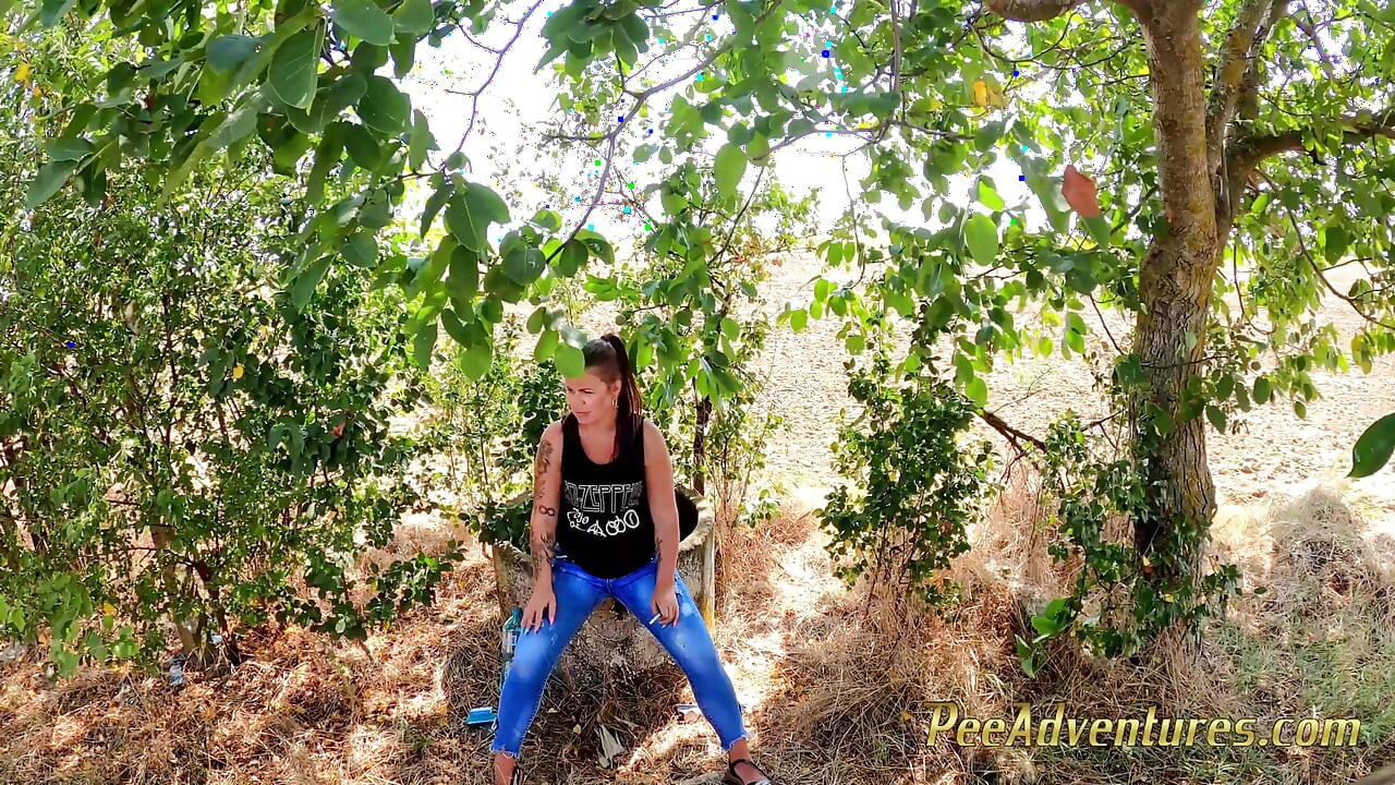 Pee in A Corn Field and Wet Her Skirt - Changing Her Wet Clothes Outdoor and Preparing for Another Pee Standing