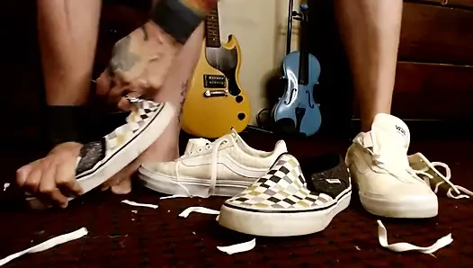 Destroying 2 Pairs Vans Sneakers
