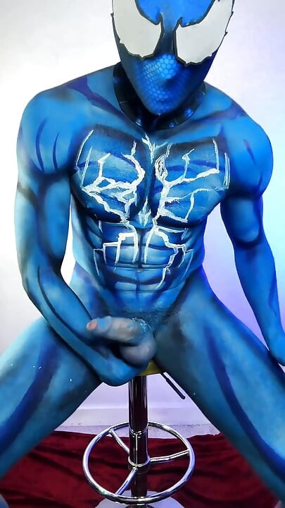 Naked Bodypainting Myself as Spiderman