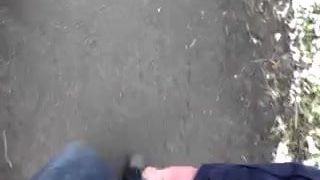 Wank and cum on a public footpath