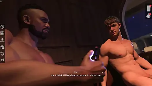 Gay Sam Sucking His Black Friend Huge Cock While Watching Porn Together