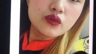 Sperma-Hommage auf dem Gesicht meiner asiatischen Freundin, heiß