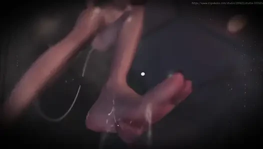 B029 Trapped in the Floor, the Slave Bathes the Queen. POV Objectification, Anal Licking, Foot Licking, and Vaginal Licking Rimm