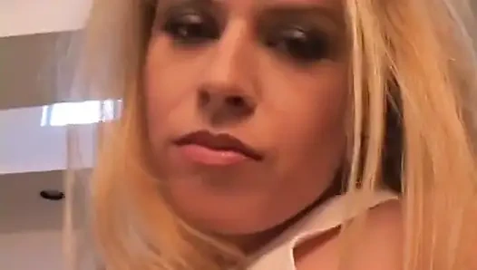 Stunning busty blonde lady gets her tight wet asshole screwed by giant black cock