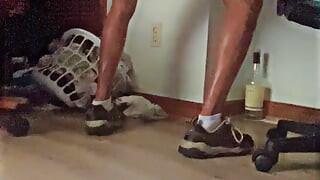 Feeling horny after working out , masturbate and shaking ass and a huge cumshot